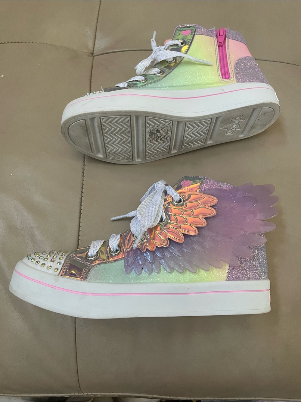 Skechers Twinkle Toes Angel Wings High-tops, Iridescent, Girl's Size 2
